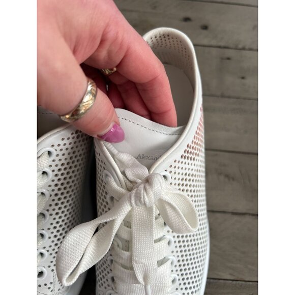 Alexander McQueen Oversized Perforated Leather Sneakers White Pink Size 37 7 - Picture 7 of 11